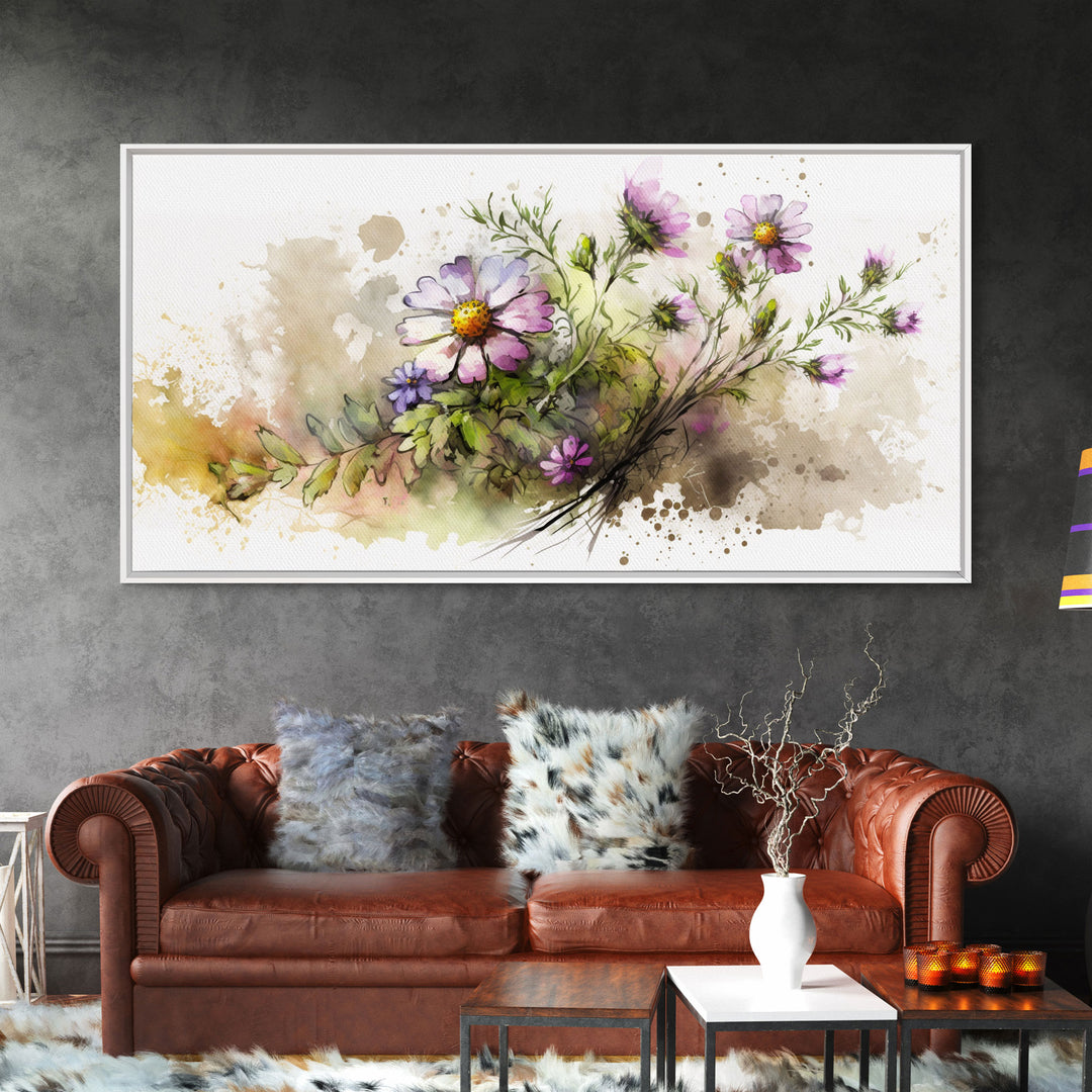 Abstract Wildflower Meadow Painting, Colorful Vibrant Botanical Art Prints, Abstract Mixed Media flower Art, Extra Large Painting, Wall Art