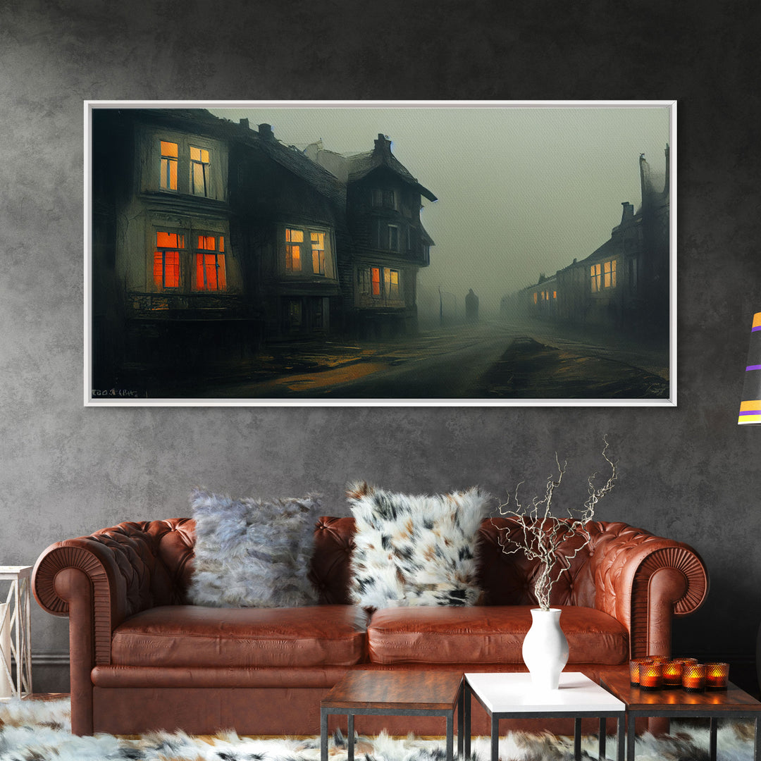 Creepy WildWest Art, canvas print, gloomy abandoned street