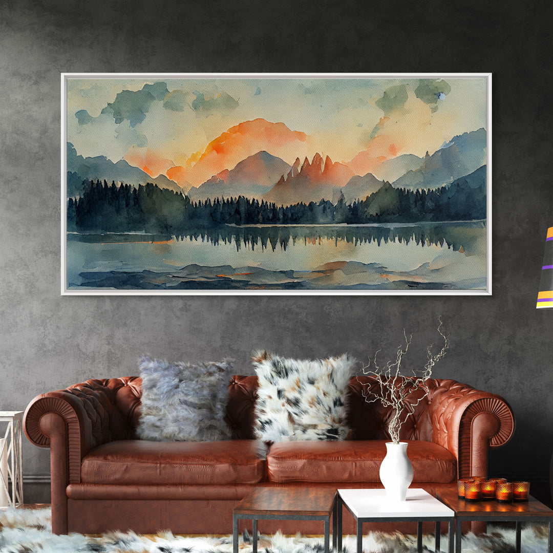 Watercolor painting of a forest fire, canvas print, landscape art, cool living room art, depressing art