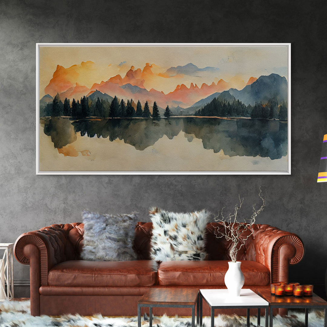 Watercolor painting of a forest fire, canvas print, landscape art, cool living room art, depressing art