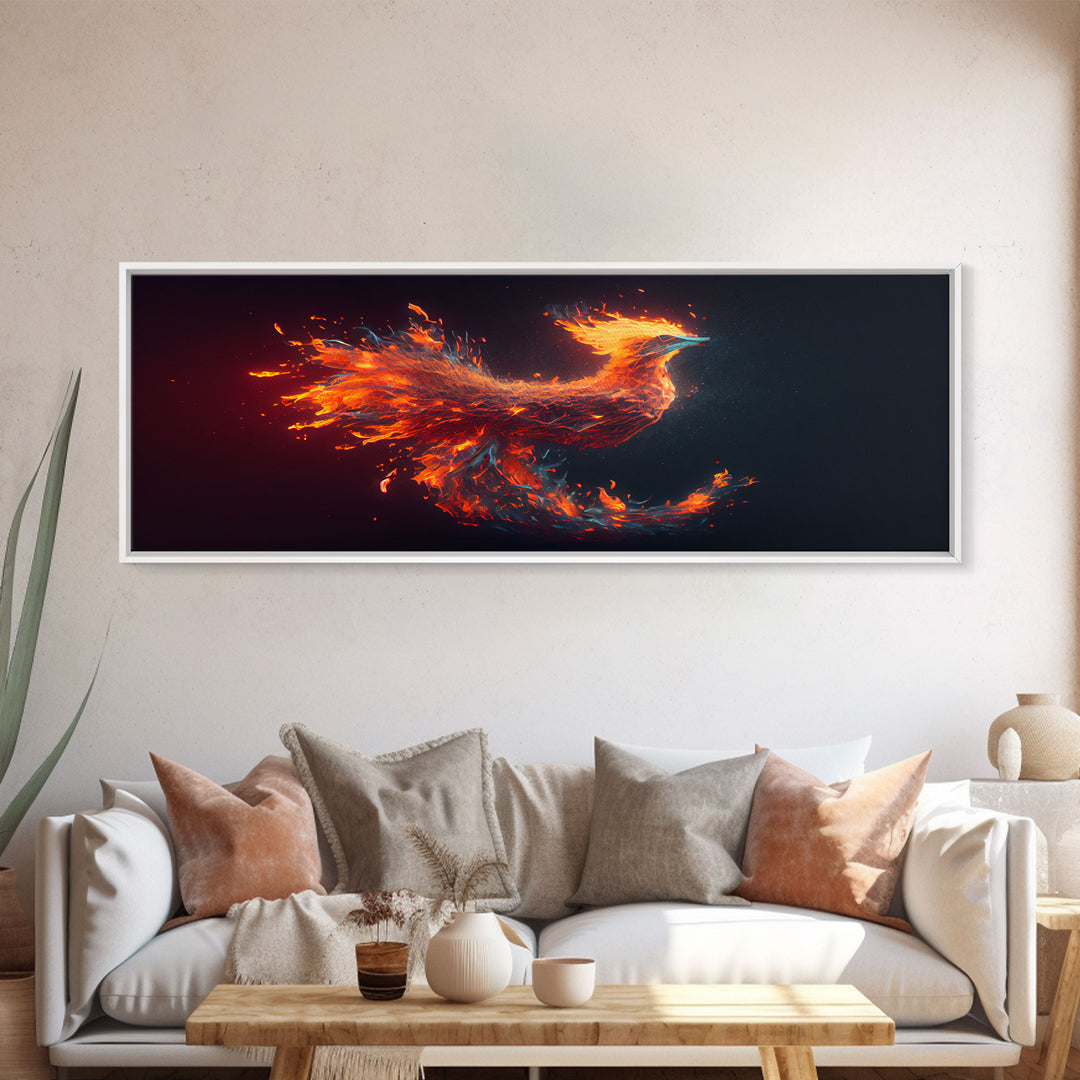 Panoramic Canvas Print Of "The Phoenix" - Rebirth Art - Framed Canvas Art - Framed Wall Art - Incredibly Beautiful Phoenix Decor