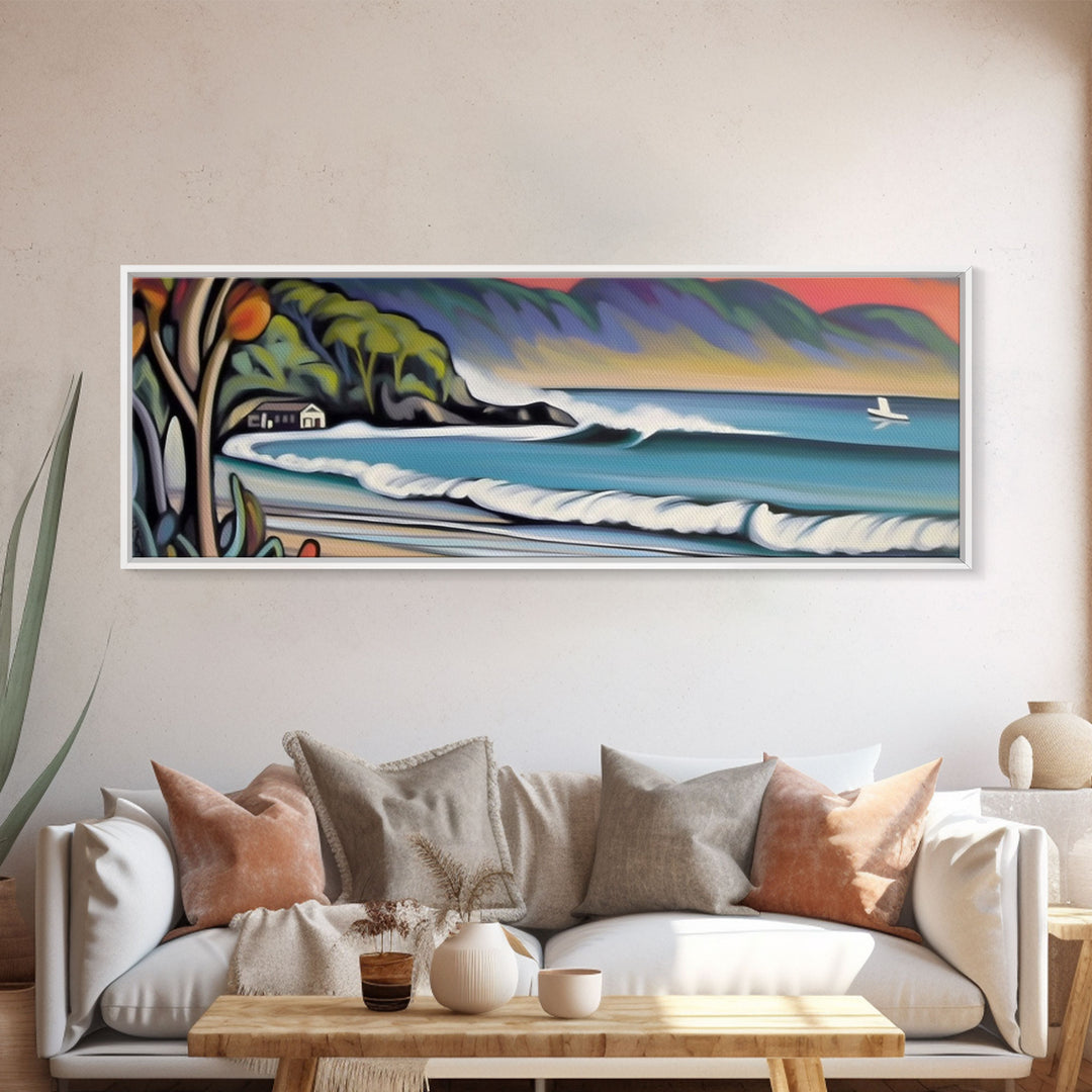 Abstract Beach Canvas Art Print, Sea, Ocean, Seascape, Nature, Waves, Beach House Art, Wall Decor, Panoramic, Wall Art, Canvas Print