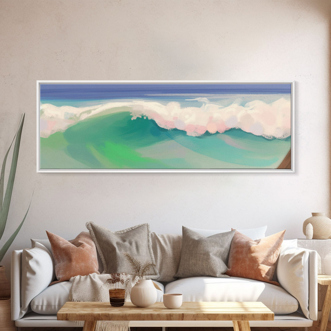 Abstract Seascape Canvas Art Print, Sea Foam, Ocean, Nature, Waves, Beach House Art, Wall Decor, Panoramic, Wall Art, Canvas Print