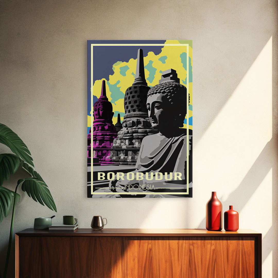 Indonesia Wall Art, Borobudur Temple, Java, Travel Wall Print, Travel Poster, Travel Artwork, Travel Wall Art, Canvas Wall Print