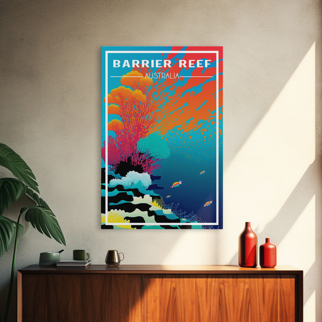 Barrier Reef Art Print, Australia Poster, Queensland Poster, Travel Wall Print, Travel Poster, Travel Wall Art, Canvas Wall Print