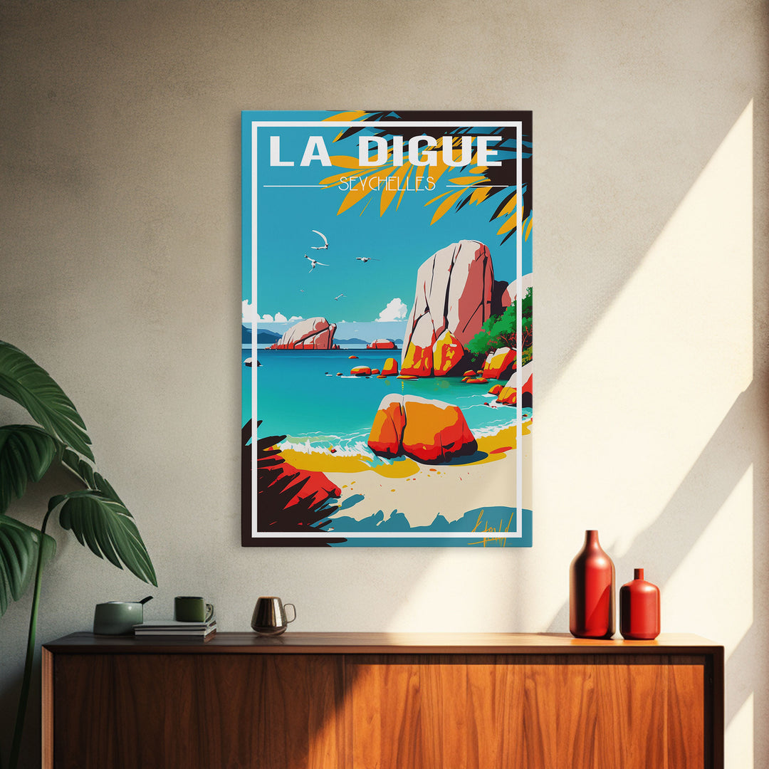 La Digue Wall Art, Seychelles Wall Poster, Indian Ocean, Island, Travel Wall Print, Travel Poster, Travel Wall Art, Canvas Wall Print