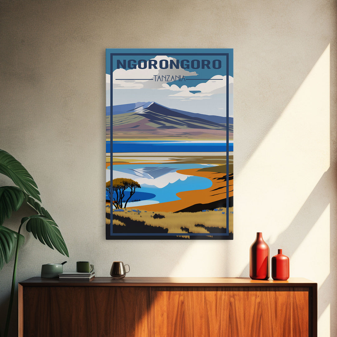 Ngorongoro Wall Print, Tanzania Poster, Africa Wall Art, Safari, Travel Wall Print, Travel Poster, Travel Wall Art, Canvas Wall Print