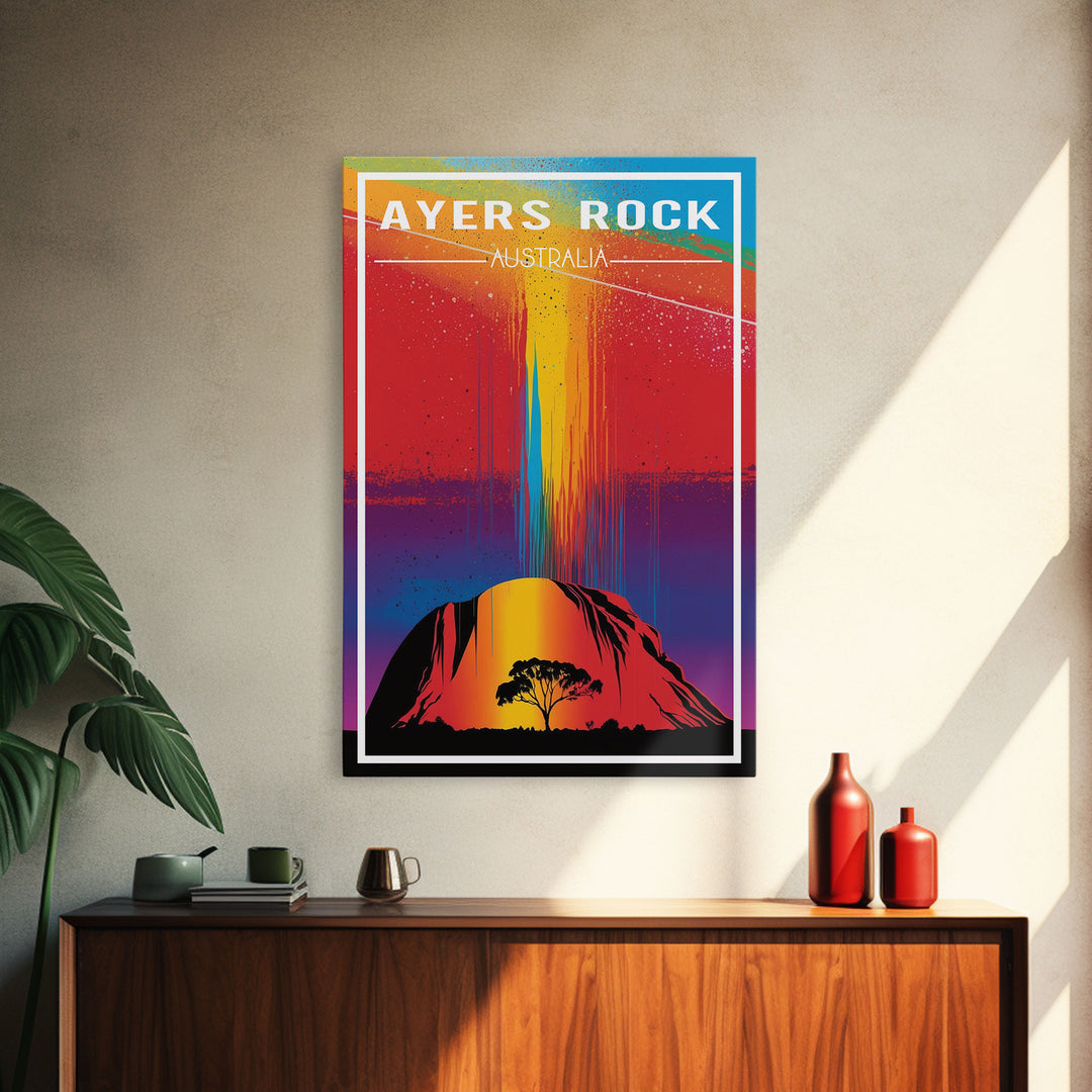 Australia Art, Ayers Rock, Australia, Colorful Art, Travel Wall Print, Travel Poster, Travel Artwork, Travel Wall Art, Canvas Wall Print