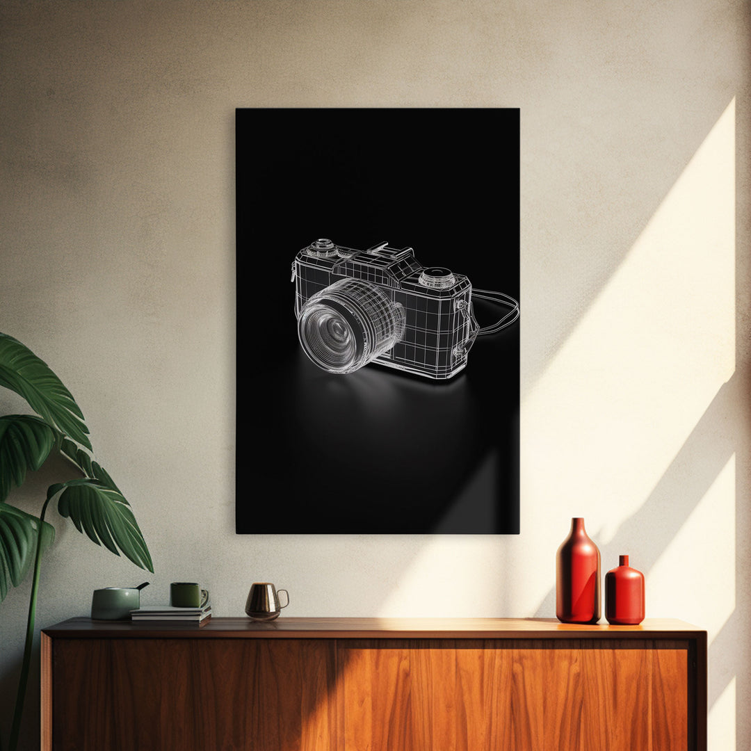 Camera Wall Art, Photography Art, Craft Room Wall Decor, Minimalist Print, Wall Decor, Canvas Print, Wall Art, Framed Canvas