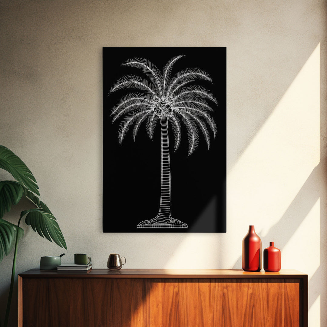 White Coconut Tree Wall Art, Tree Art, Nature Print, Tropical Art, Minimalist Print, Wall Decor, Canvas Print, Wall Art, Framed Canvas