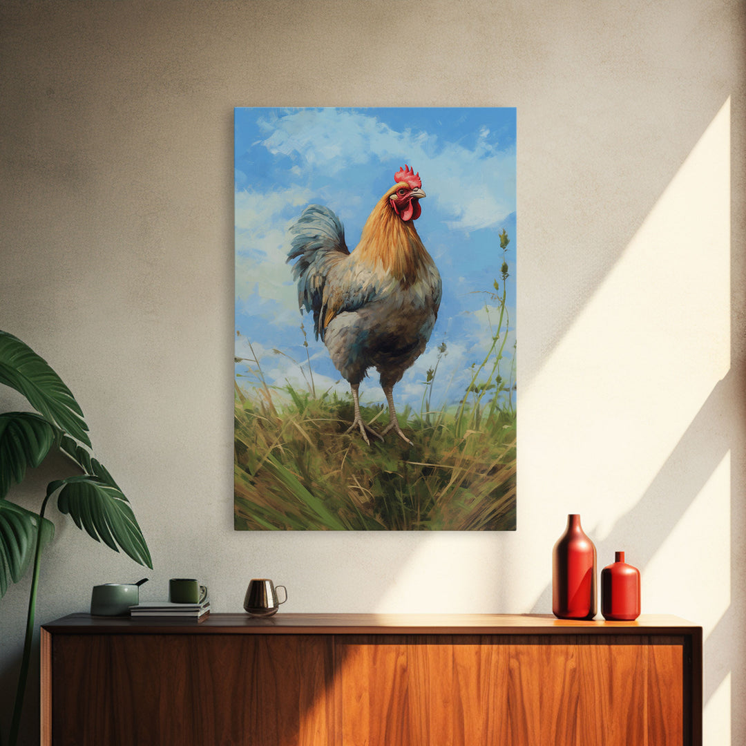 Farmhouse Art, Rooster Painting, Rooster Wall Art, Country Wall Art, Minimalist Wall Art, Wall Decor, Canvas Print, Wall Art, Framed Canvas