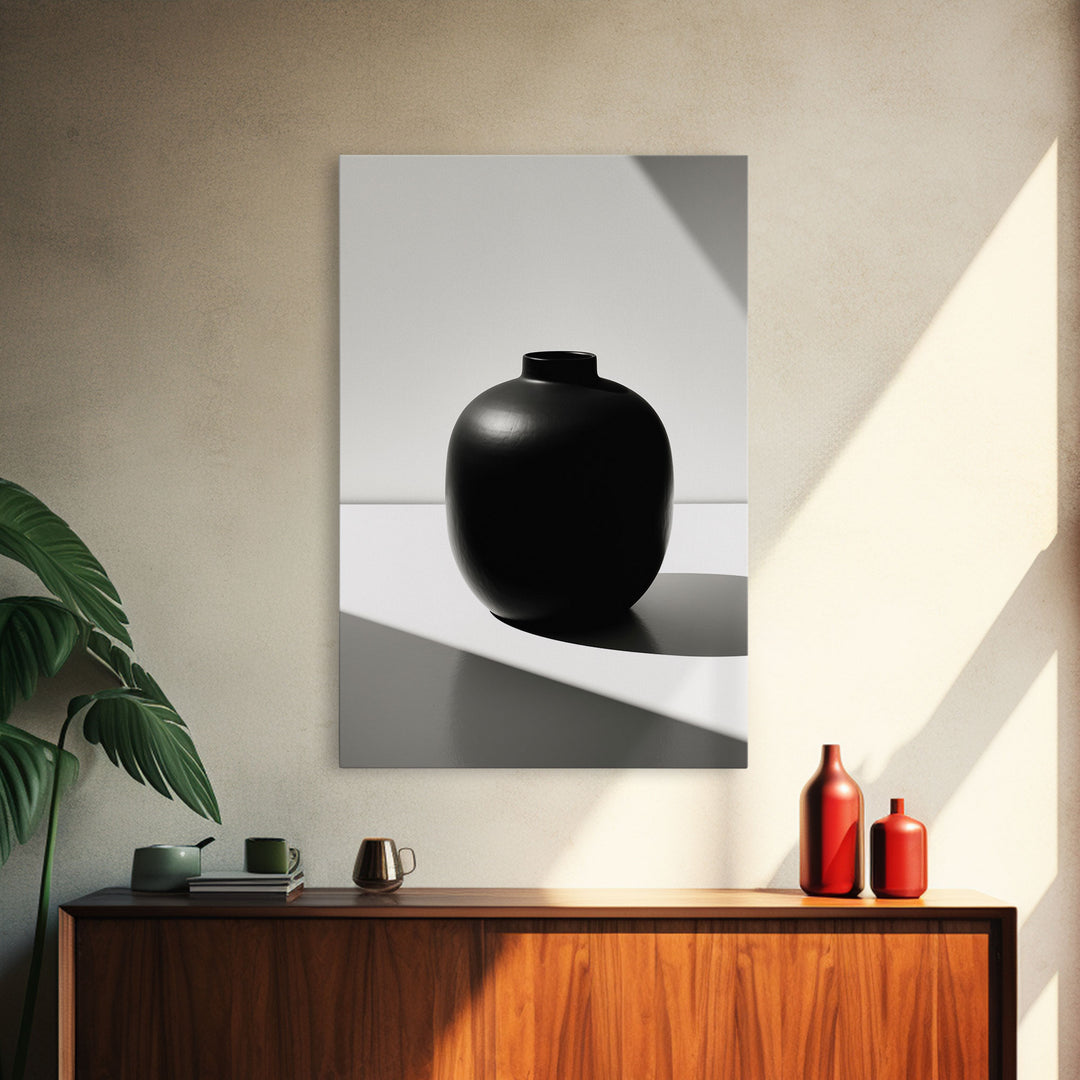 Jar Wall Art, High Contrast Art, Vase, Black And White Print, Minimalist Print. Wall Decor, Canvas Art, Wall Art, Framed Canvas Wall Art