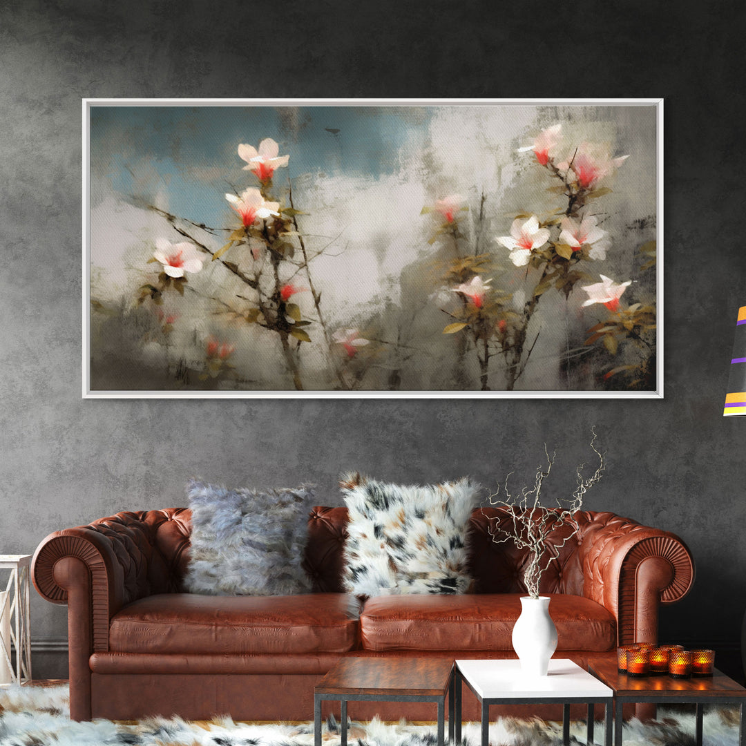 Wild Flowers Wall Decor, Floral Wall Art, Nature Print, Abstract  Art, Panoramic Wall Decor, Canvas Print, Wall Art, Framed Canvas Art