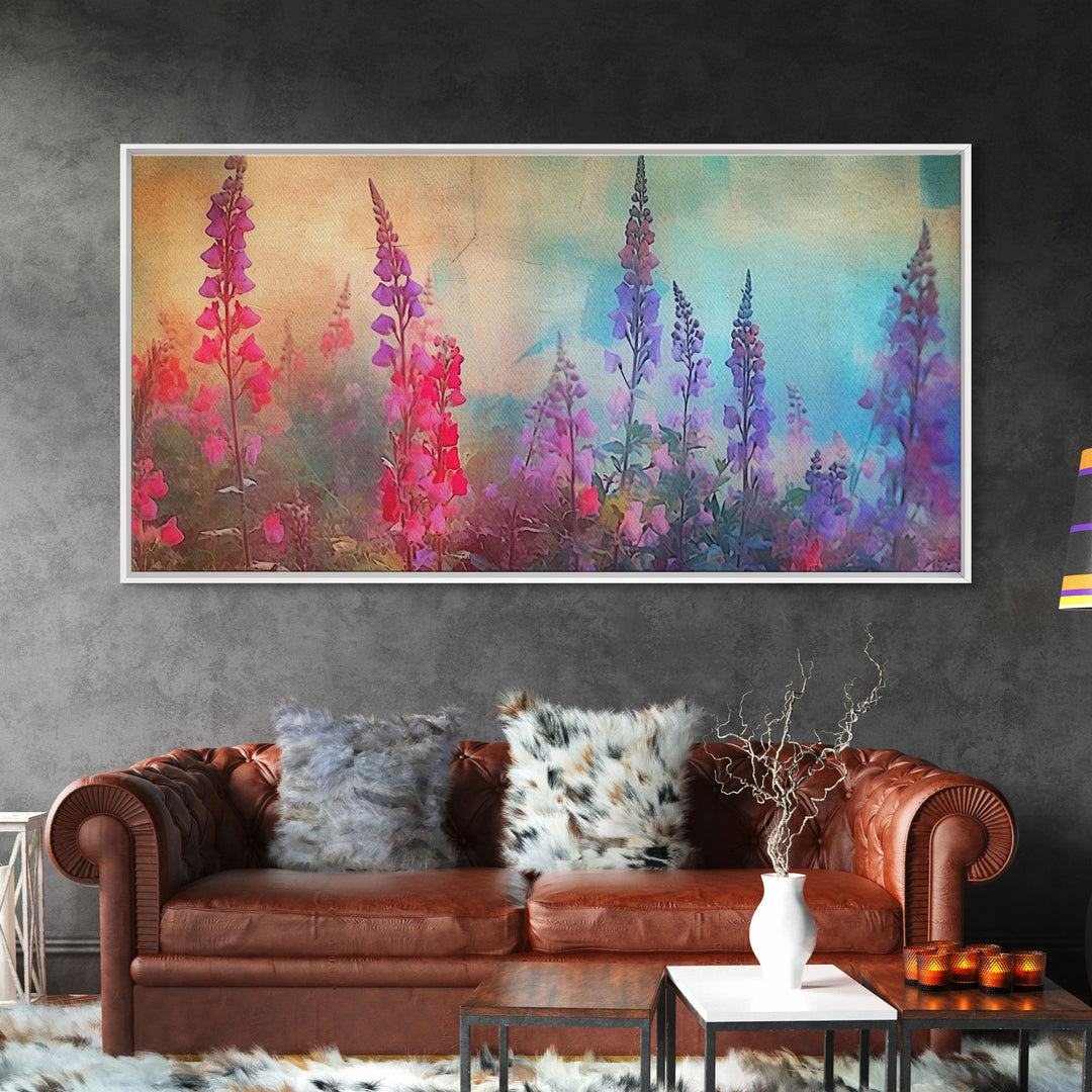 Snap Dragons Wall Art, Spring Flowers Wall Decor, Floral Wall Art, Nature, Panoramic Wall Decor, Canvas Print, Wall Art, Framed Canvas Art