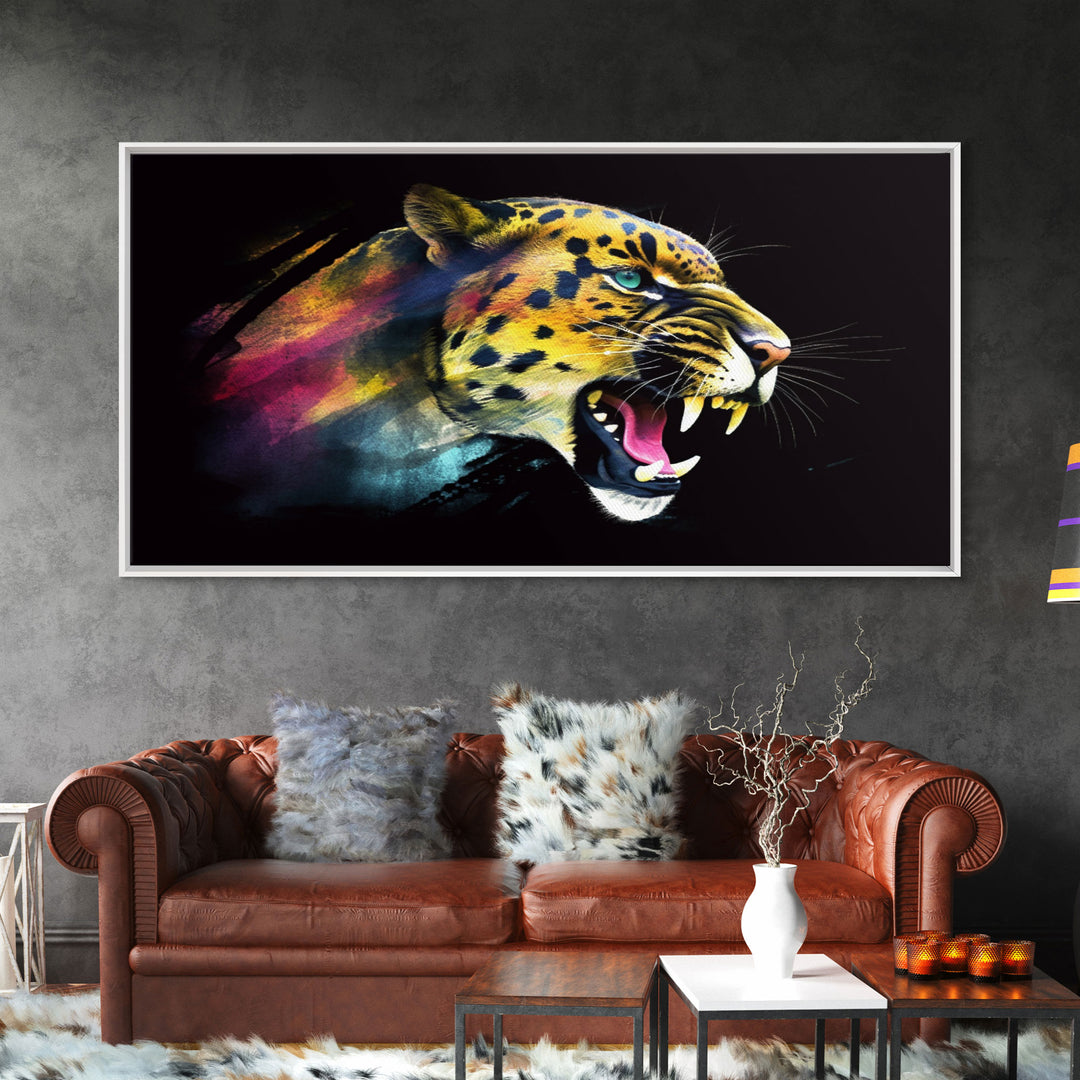 Leopard Wall Decor, Animal Wall Art, Abstract Wall Art, Nature Wall Decor, Panoramic Wall Decor, Canvas Print, Wall Art, Framed Canvas Art