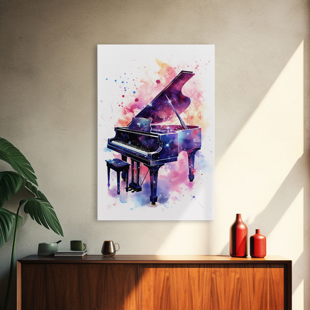 Grand Piano Wall Art, Musical Instrument Print, Studio Art, Framed Canvas Print, Piano Art, Baby Grand Piano