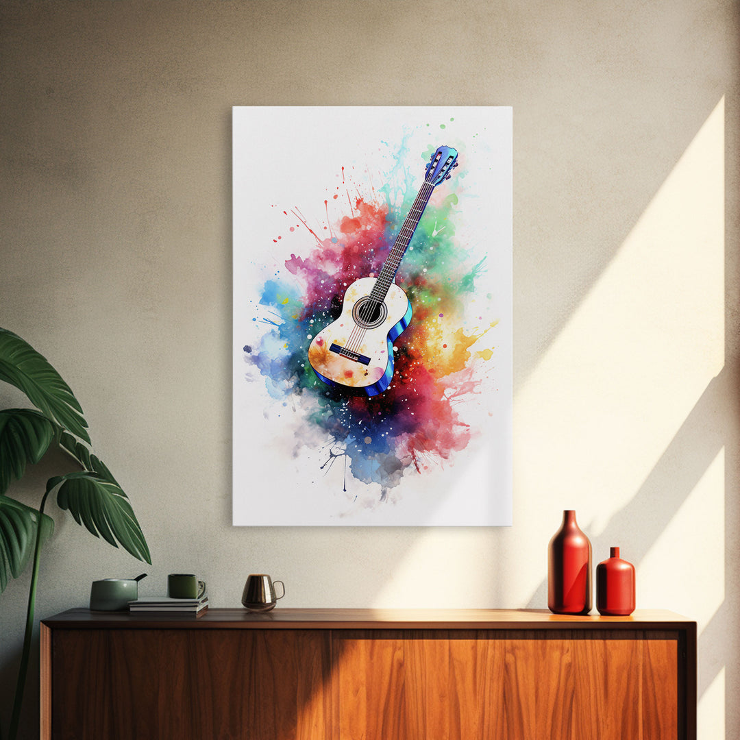 Cosmic Acoustic Guitar Wall Art Framed Canvas Print, Guitar Art, Guitar Wall Art, Music Art, Guitar Poster, Guitar Player Gift, Guitar Gifts