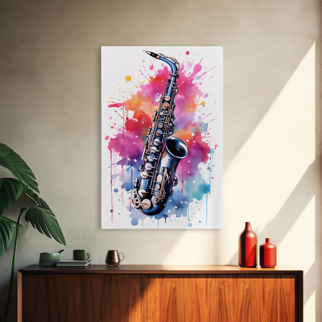 Alto Clarinet Wall Art, Musician Gift, Framed Canvas Print, Clarinet Print, Musical Instrument Art, Gift For Musician, Graffiti Music Art