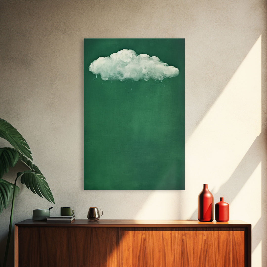 Emerald Green Rain Cloud Wall Art, Framed Canvas Or Poster Print, Abstract Art Print, Minimalist Wall Decor, Maximalist Decor, Dark Green