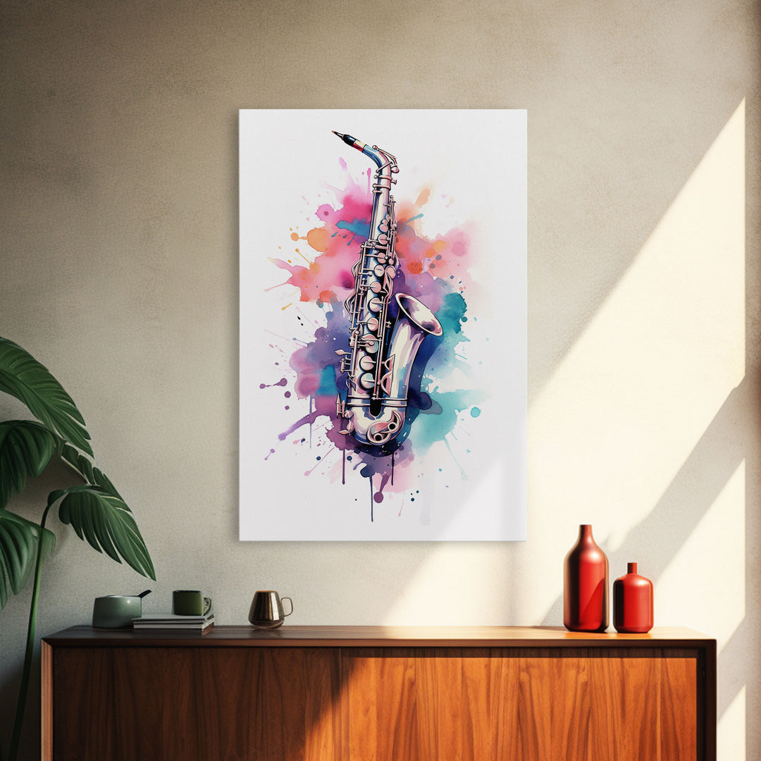 Bassett Clarinet Wall Art, Musician Gift, Framed Canvas Print, Clarinet Print, Musical Instrument Art, Gift For Musician, Graffiti Music Art