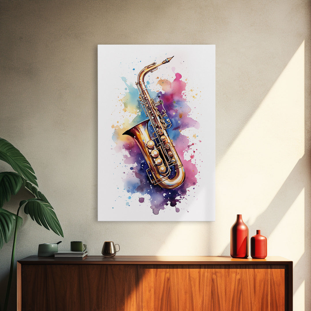 Bassett Horn Wall Art, Brass Instruments, Framed Canvas Print, Marching Band Gift, Musician Gift, Graduation Gift, Music Poster