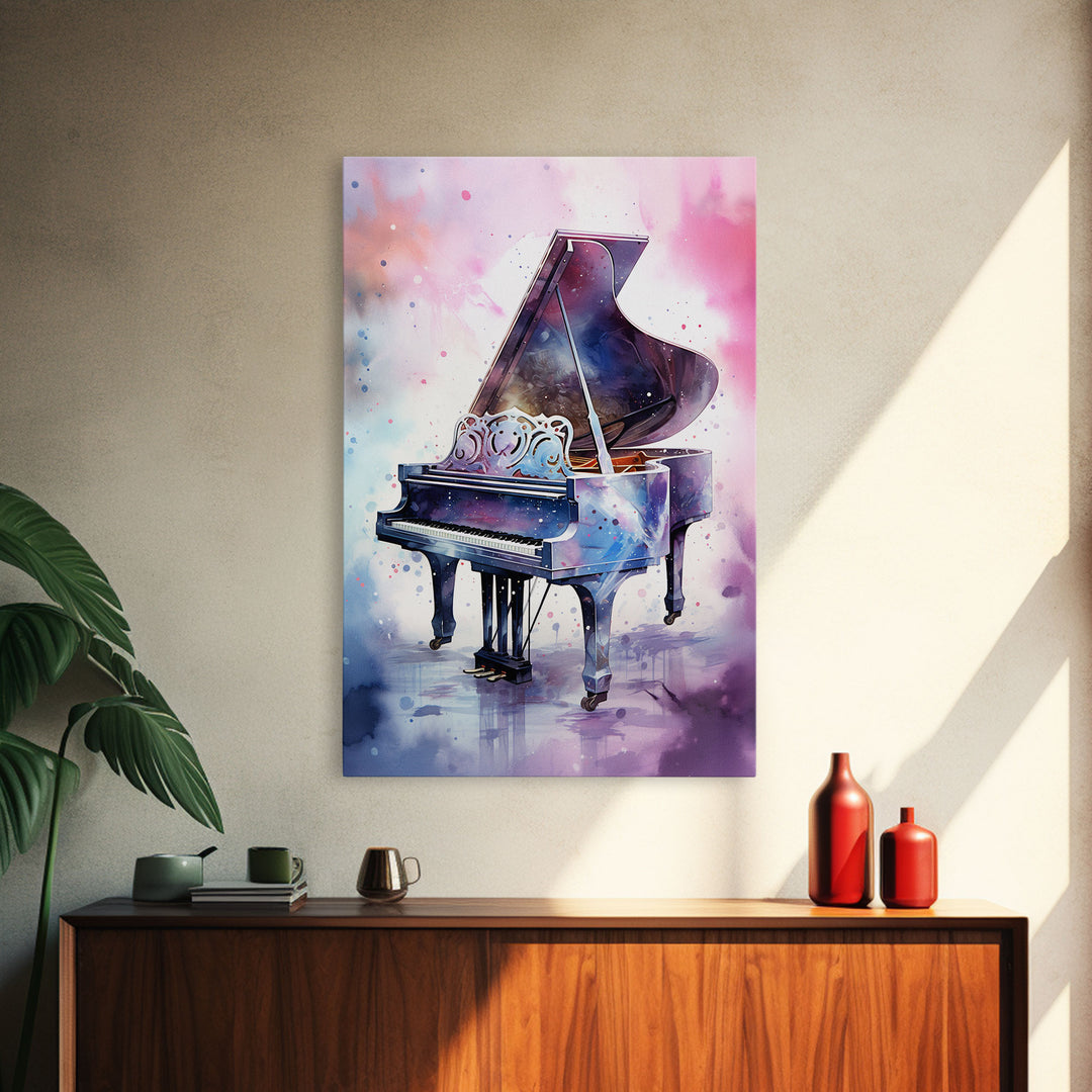 Grand Piano Wall Art, Musical Instrument Print, Studio Art, Framed Canvas Print, Piano Art, Baby Grand Piano