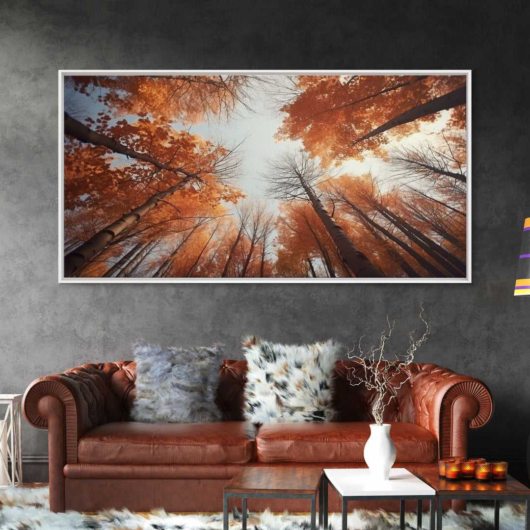 Trees Wall Art, Autumn Art Print, Forest Wall Art, Panoramic Art, Wall Art, Canvas Art, Landscape Art, Boys Bedroom Decor, Dorm Room Art