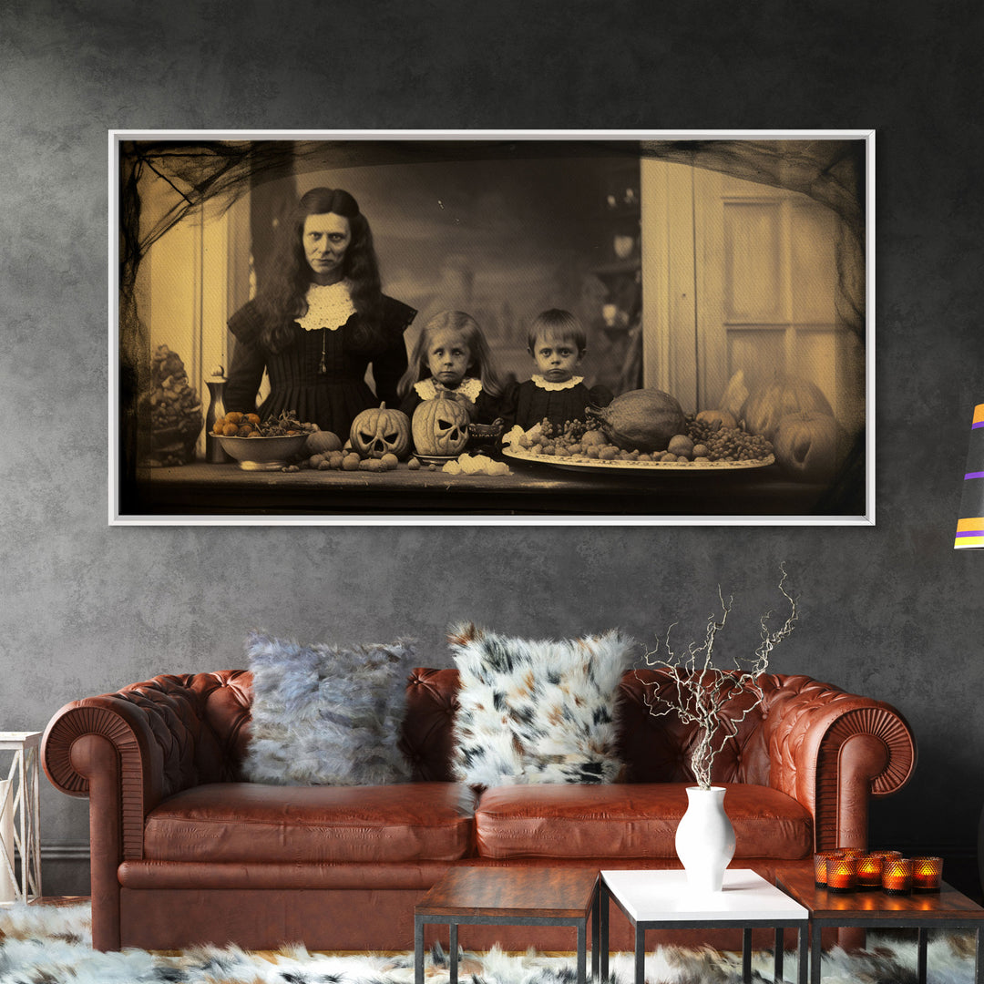 Gothic Victorian Haunted Art, Spooky Halloween Decor, Framed Canvas Print, Halloween Poster, Halloween Wall Art, Creepy Decor