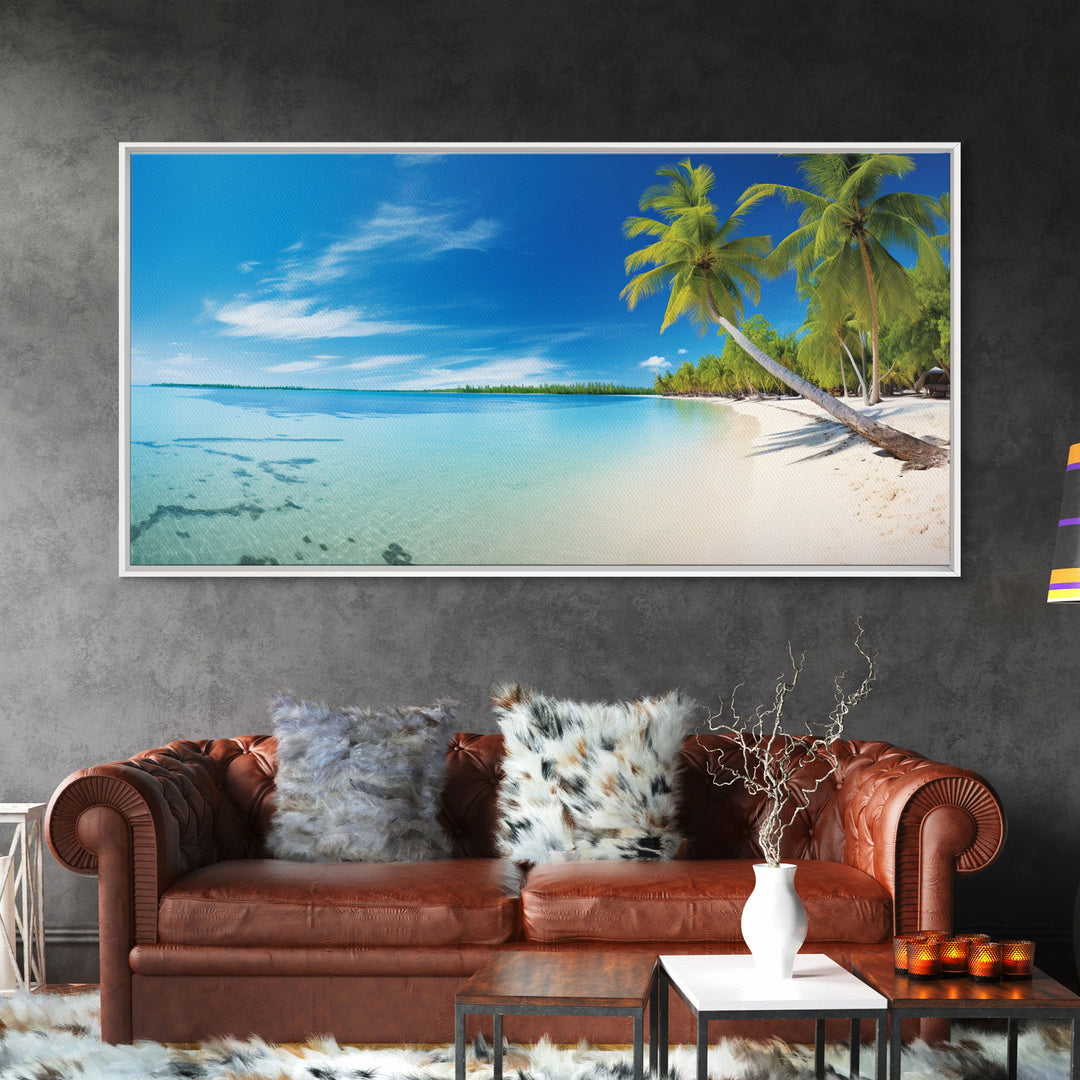 Beach Wall Art, Seashore Art, Palm Tree Wall Art, Panoramic Art, Wall Art, Canvas Art, Landscape Art, Landscape Print, Beach House Wall Art