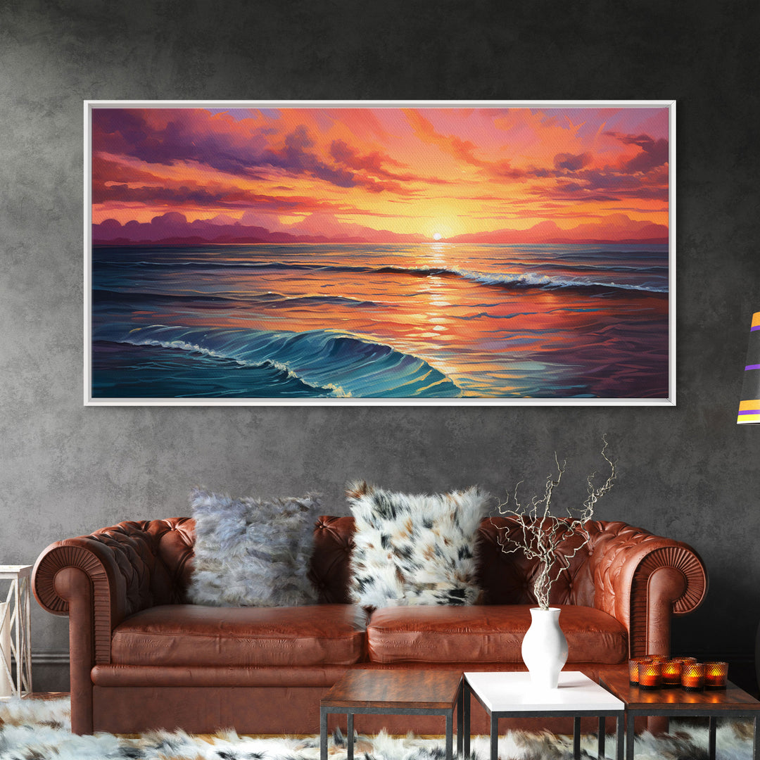 Beach Art, Framed Canvas Print, Beach Wall Art, Gift For Him, Above Sofa Art, Centerpiece Art, Wall Decor, Beach Print, Beach Wall Decor