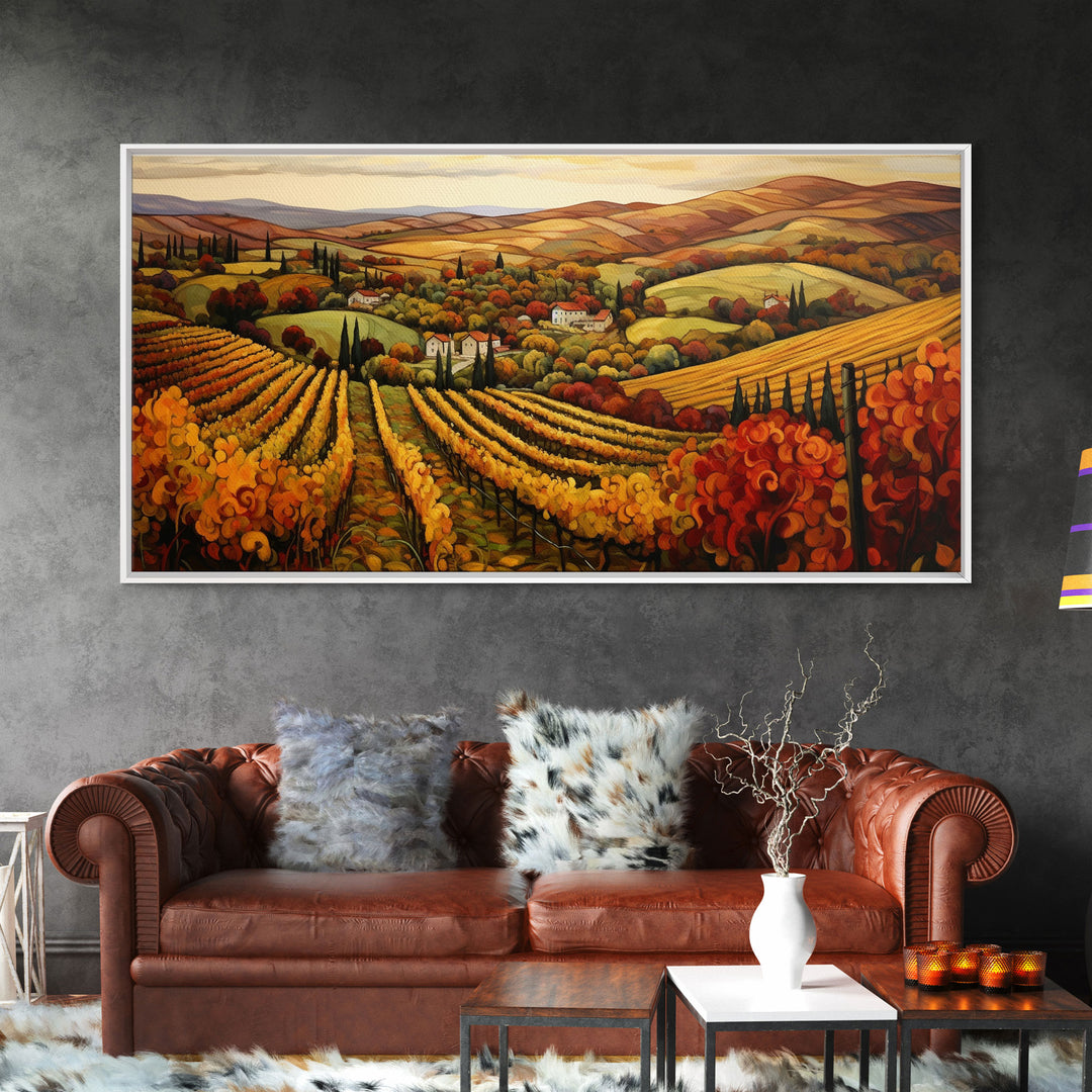 The Italian Countryside In The Fall, Framed Canvas Print, Boho Decor, Autumn Art, Fall Decor, Farmhouse Decor, Best Seller, Fall Centerpiece