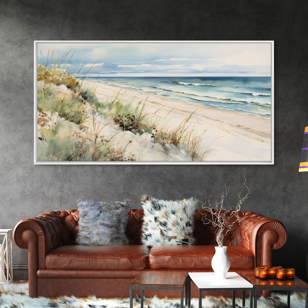 Framed Ocean Art, Beach Wall Art, Canvas Print, Framed Wall Art, Living Room Wall Decor, Abstract Landscape Art, Beach Painting