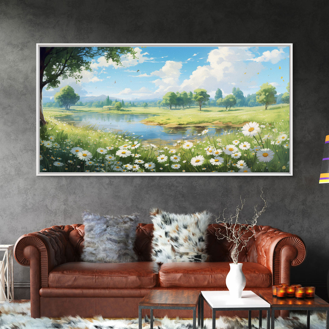 Wildflower Meadow, Country Wall Art, Spring Wall Art, Spring Meadow Print, Panoramic Landscape, Wall Art, Canvas Art, Landscape Art Print