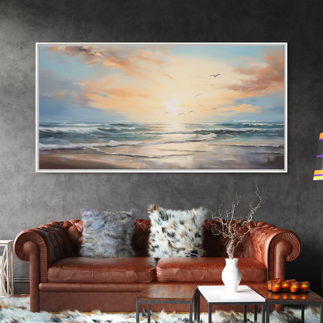 Ocean Art, Beach Wall Art, Summer Wall Art, Seascape Wall Art, Ocean Sunset Art, Panoramic Art, Wall Art, Canvas Art, Landscape Art Print