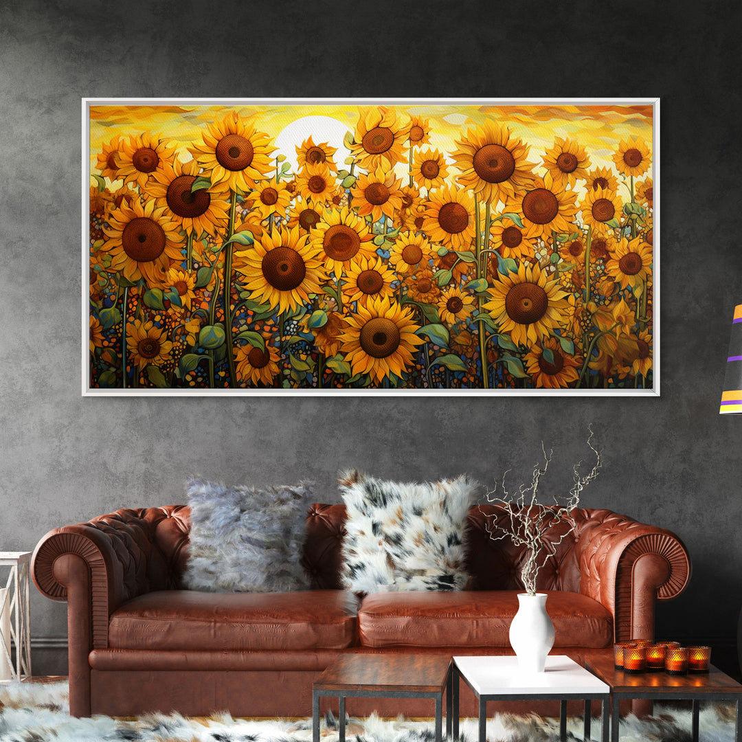 Sunflowers Wall Art, Yellow Flower Art, Field Of Flowers, Panoramic Art, Wall Art, Canvas Art, Landscape Art, Business Gift, Southern Decor