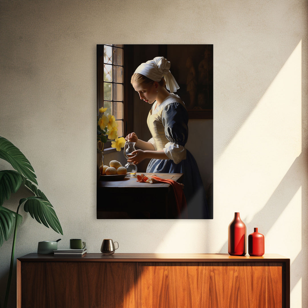 Baroque Art, Vermeer, Inspiration Art, Medieval Wall Art, Dutch Art, Canvas Print, Wall Art, Vertical Art, Country Home Art, Kitchen Prints