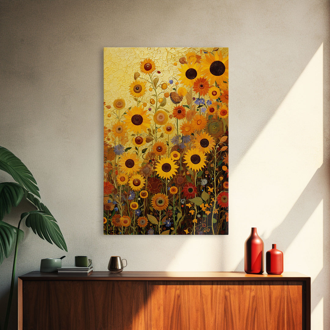 Sunflowers Wall Art, Flower Wall Print, Yellow Flowers, Nature Print, Wildflowers Art, Canvas Print, Wall Art, Vertical Art, Southern Decor