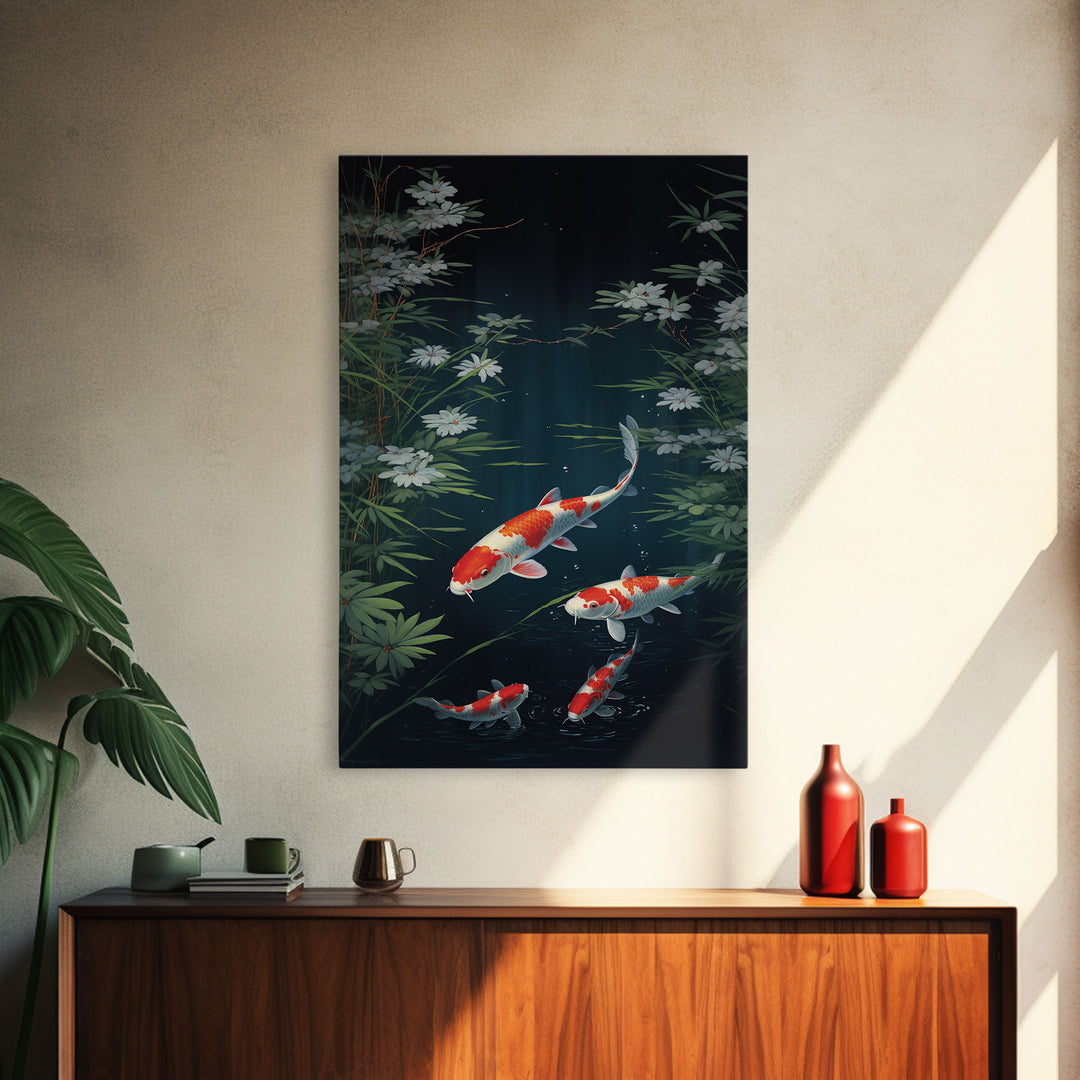 Koi Fish Wall Art, Fish Painting, Zen Wall Art, Fish Wall Art, Nature Print, Canvas Print, Wall Art, Vertical Art, Home Office Art, RV Decor