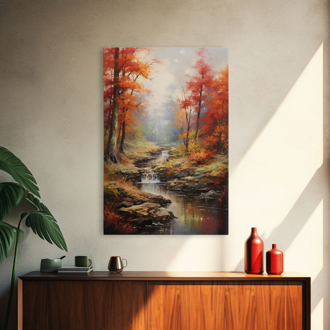 Stream,  Forest Wall Art, Autumn Art Print, Canvas Print, Wall Art, Vertical Art, Nature Wall Art, Business Gift, Above Bed Art, Wall Decor