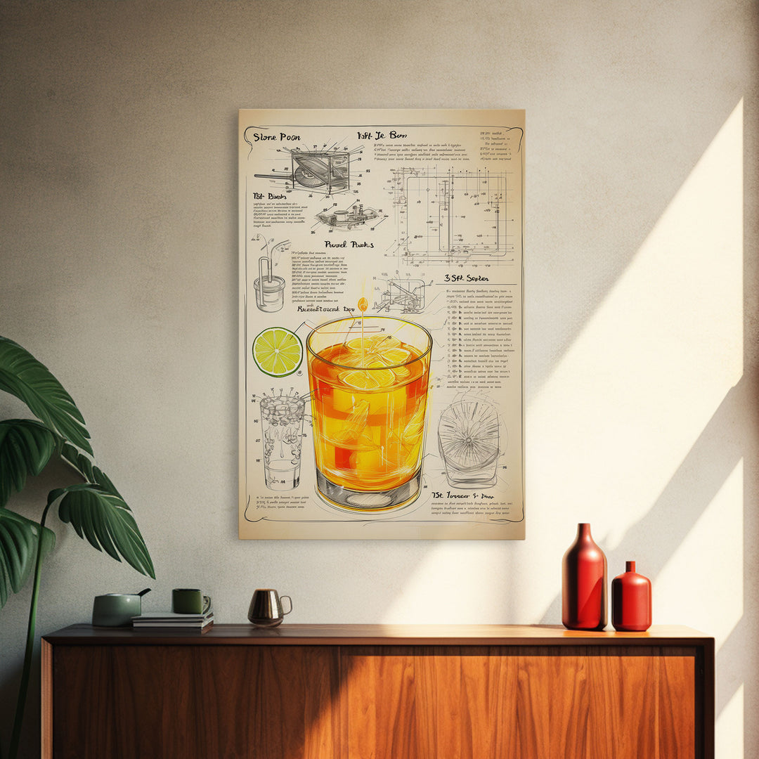 Cocktail Wall Art, Bar Cart Art, Cocktail Gift, Canvas Print, Wall Art, Vertical Print, Dorm Room Art, Kitchen Wall Decor, Friendship Gift