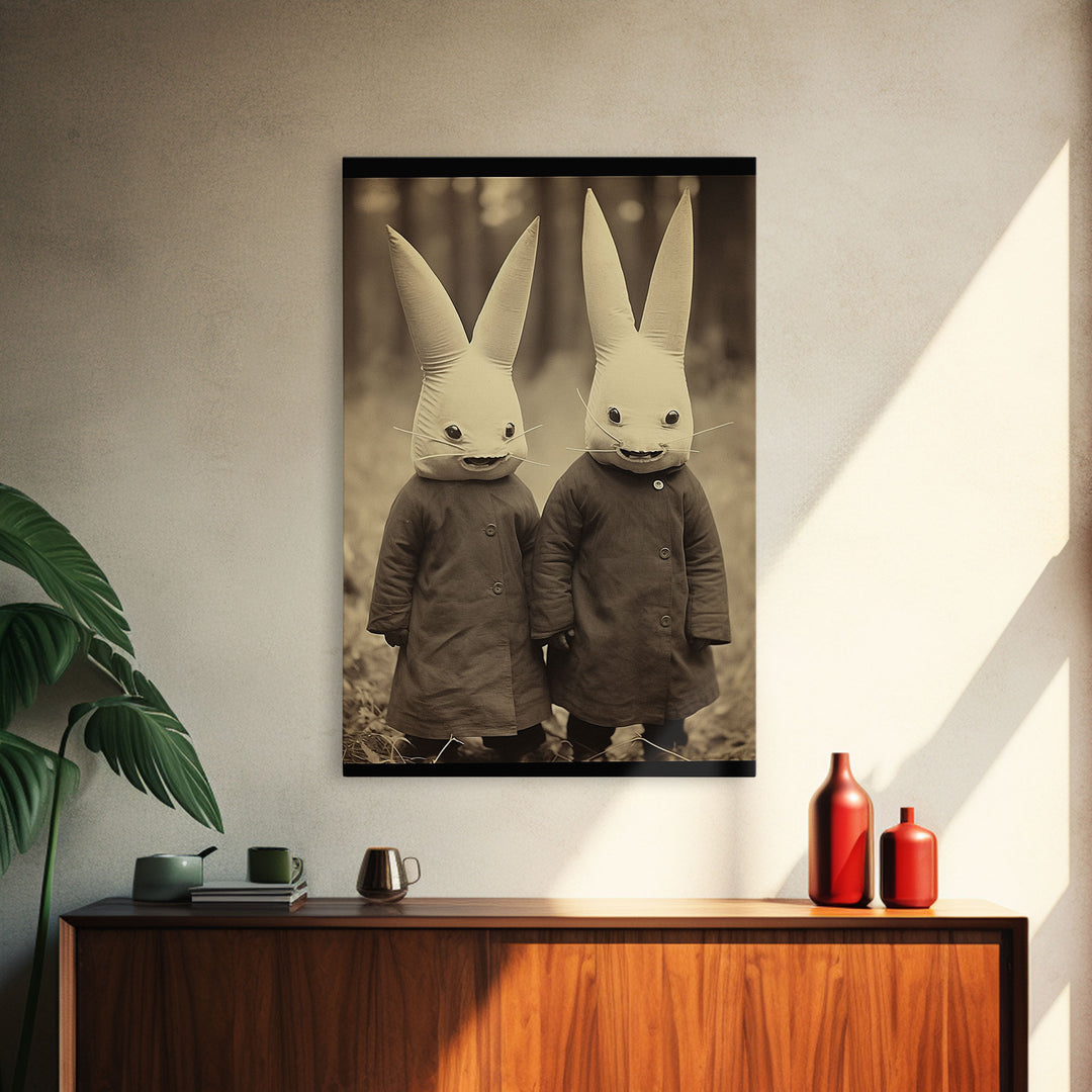 The Bunny Boys, Spooky Halloween Art, Scary Wall Decor, Spooky / Creepy Halloween Decor, Thought Provoking Haunted Art