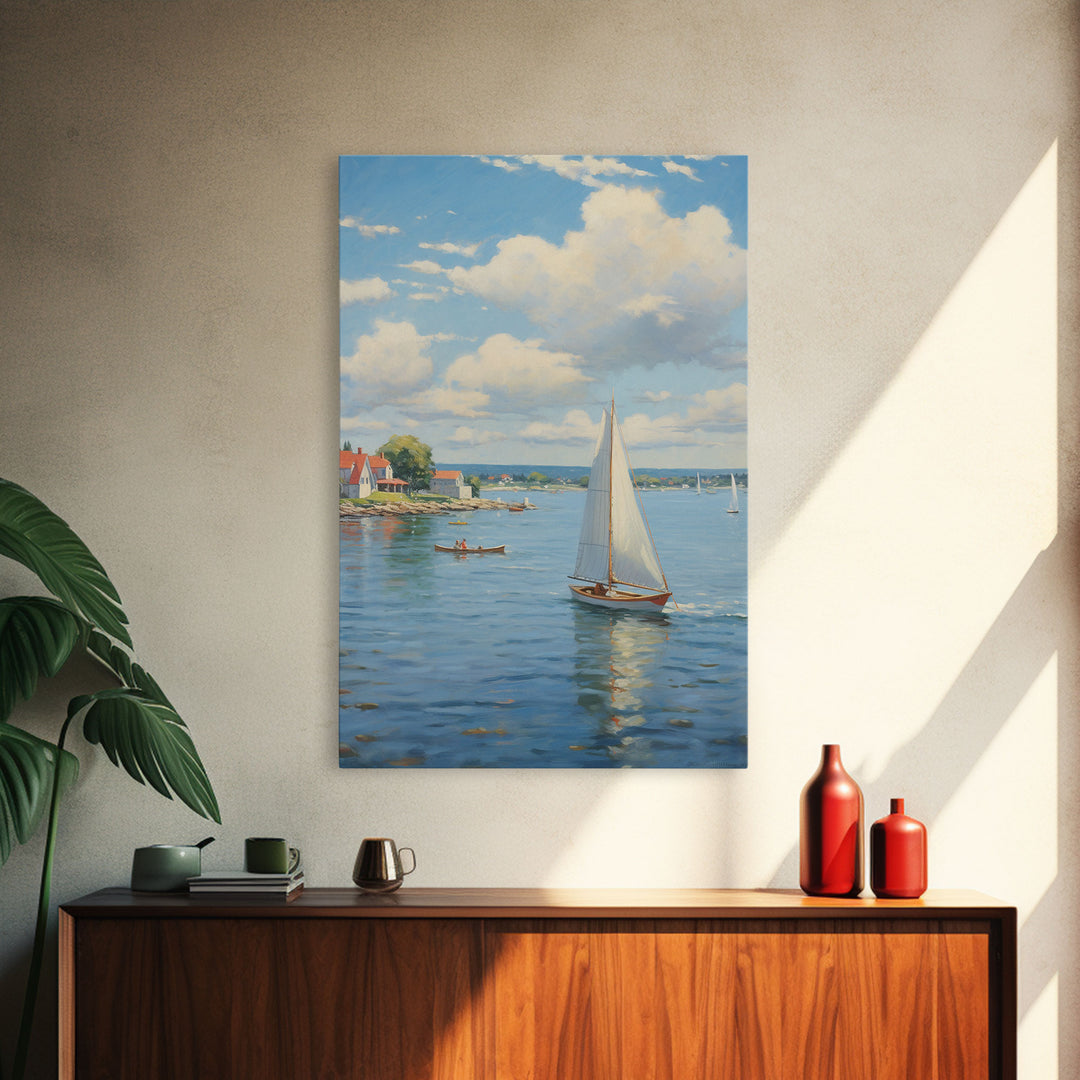 Sail Boat Wall Art, Ocean Art Print, Seascape Art, Canvas Print, Wall Art, Vertical Print, Beach House Wall Decor, Coastal Art Print