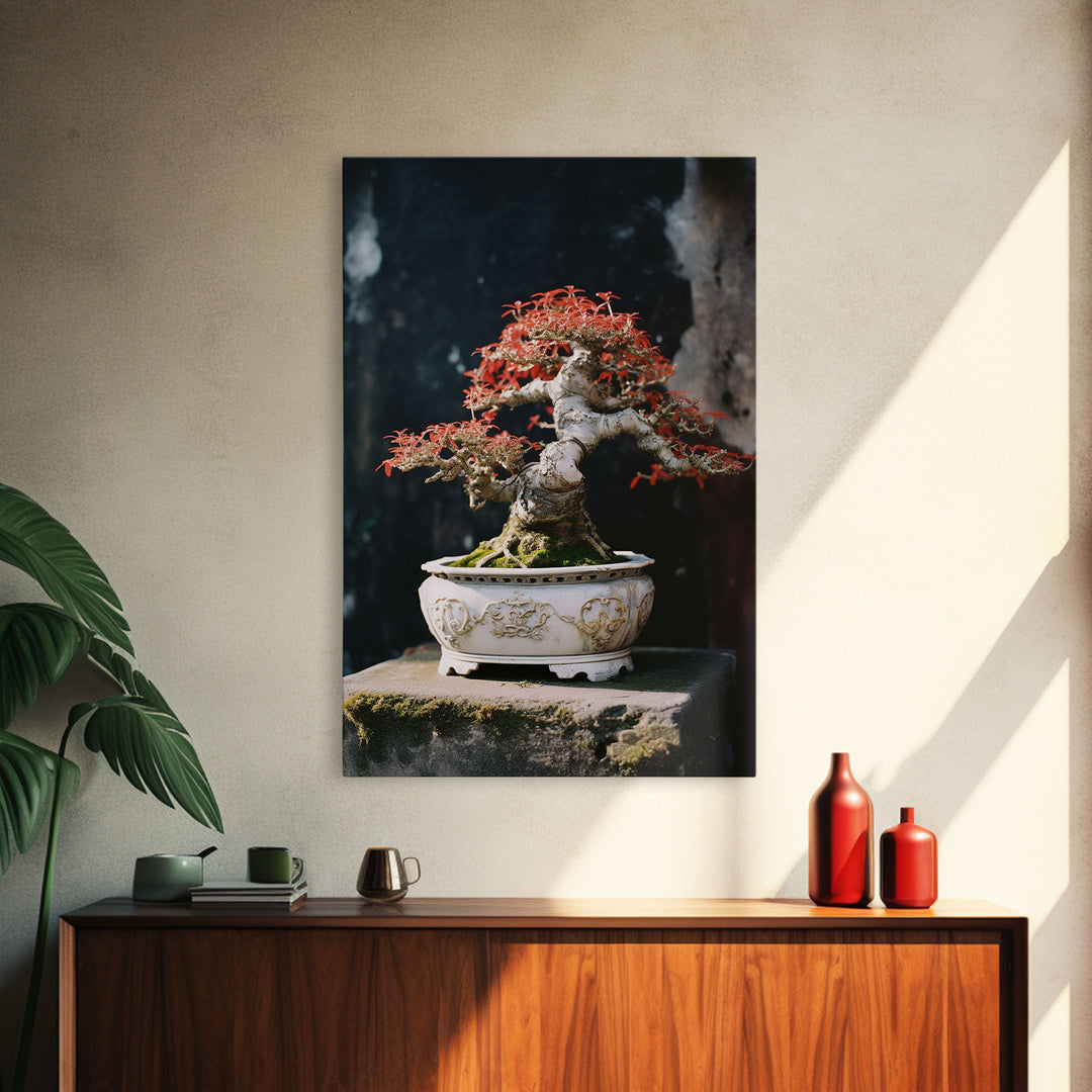 Bonsai Wall Art, Japanese Wall Print,  Asian Art, Canvas Print, Wall Art, Vertical Print, Travel Print, Client Gift, College Dorm Decor