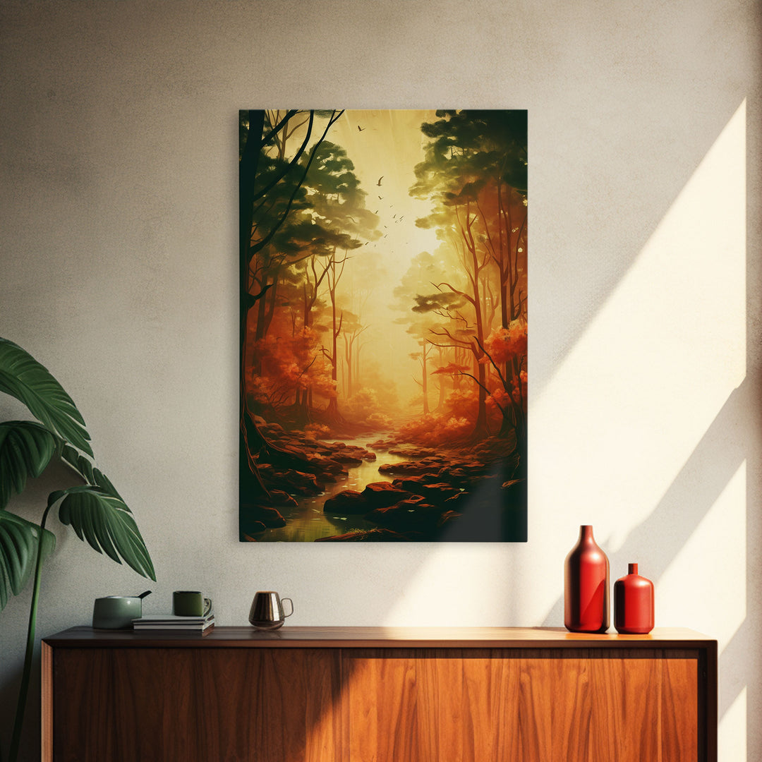 Forest Wall Art, Trees Art Print, Sunset Print, Canvas Print, Wall Art, Vertical Art, Nature Lover Gift, Camper Wall Decor, Country Wall Art