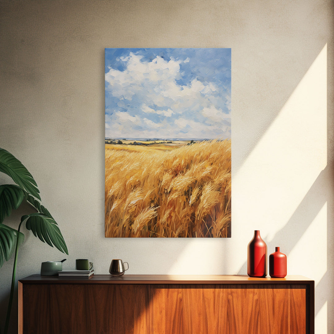 Wheat Feld Wall Art. Farm Wall Print, Landscape Art, Canvas Print, Wall Art, Vertical Art, Gift For Friend, Farmhouse Wall Decor, RV Decor