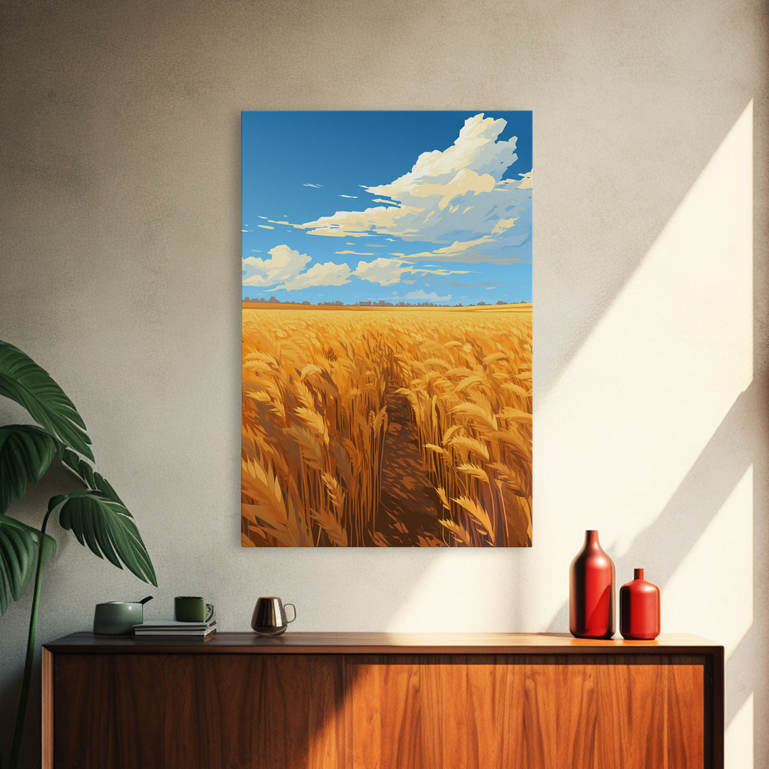 Farm Wall Print, Wheat Feld Wall Art. Countryside Art, Canvas Print, Wall Art, Vertical Art, Couple Gift, Ranch Wall Art, Bedroom Prints