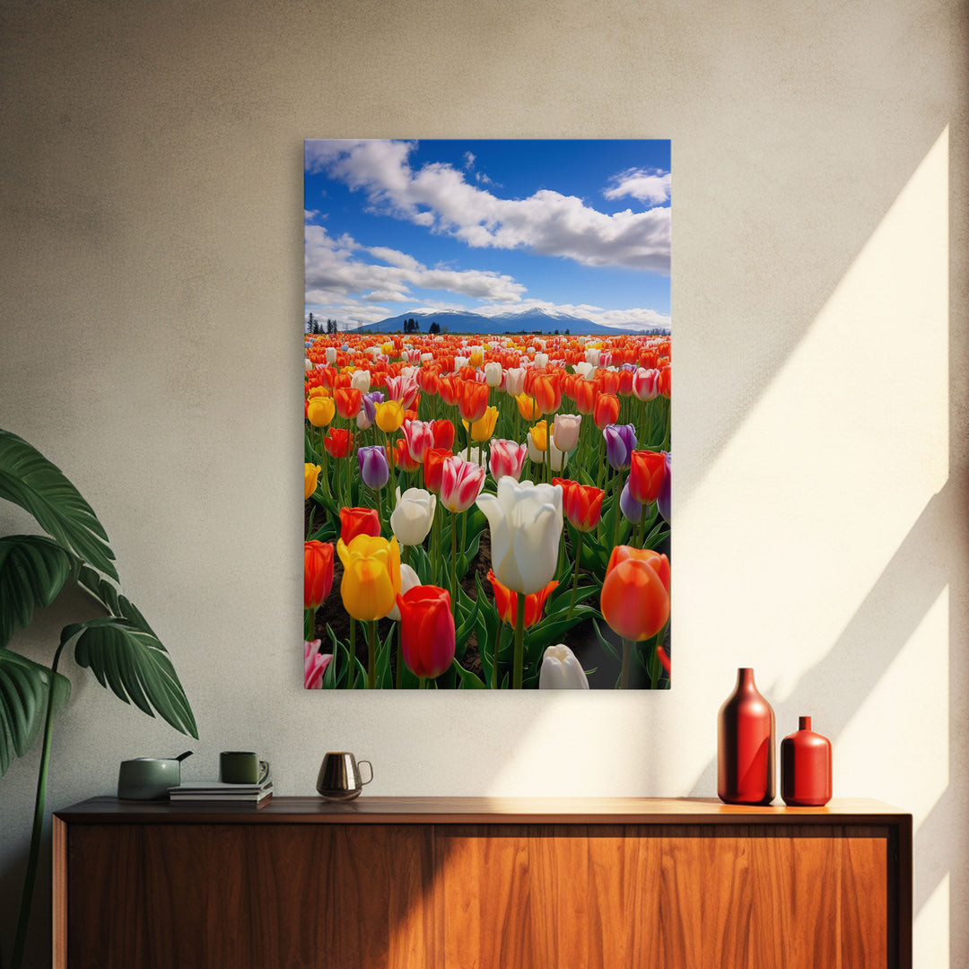 Tulips Wall Print, Flower Art Print, Vibrant Wall Art, Canvas Print, Wall Art, Vertical Art, Teacher Gift, Above Bed Decor, Office Prints