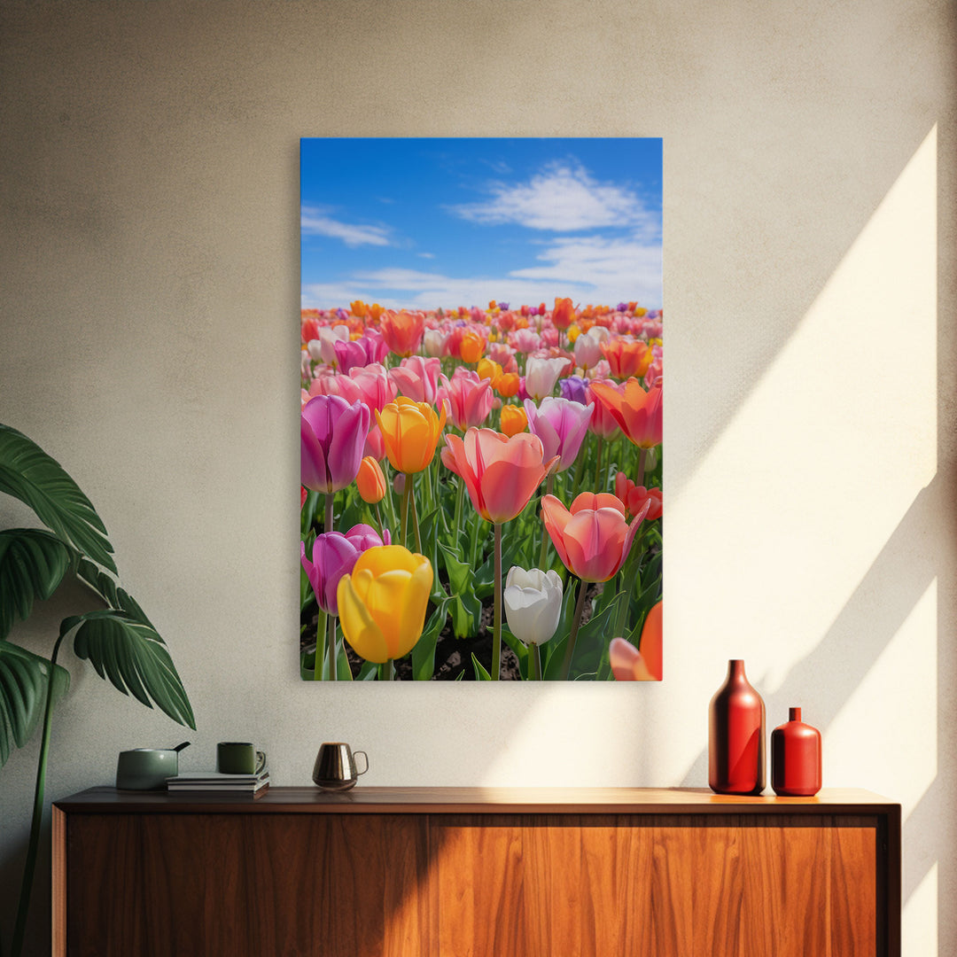 Tulip Print, Flower Wall Art, Vibrant Wall Art, Canvas Print, Wall Art, Vertical Art, Dining Room Prints, New Homeowner Gift, Ranch Decor