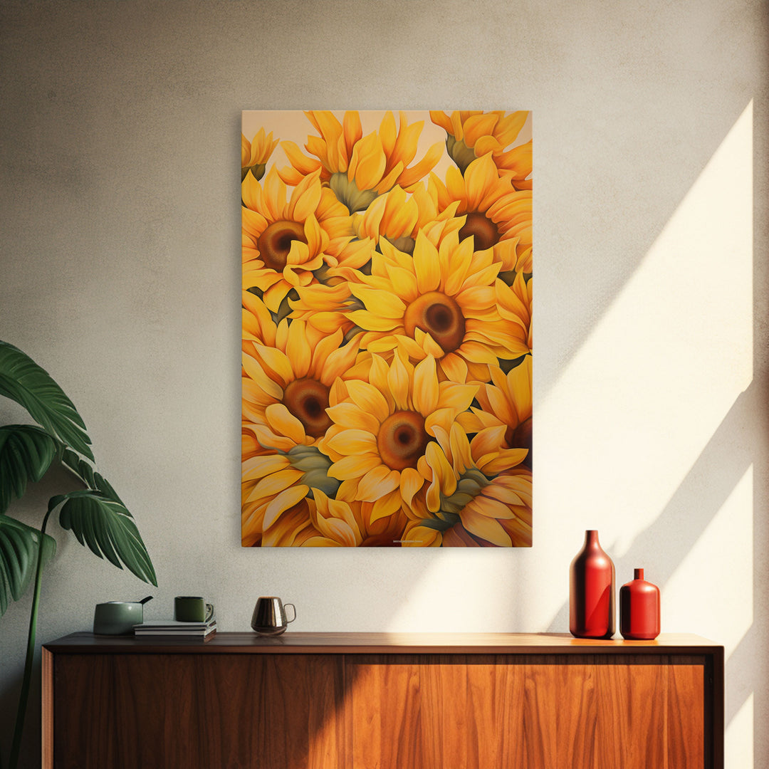 Sunflower Wall Art, Flower Wall Art, Sunflower Painting, Canvas Print, Wall Art, Vertical Art, Gift For Coworker, Bookshelf Decor, RV Decor