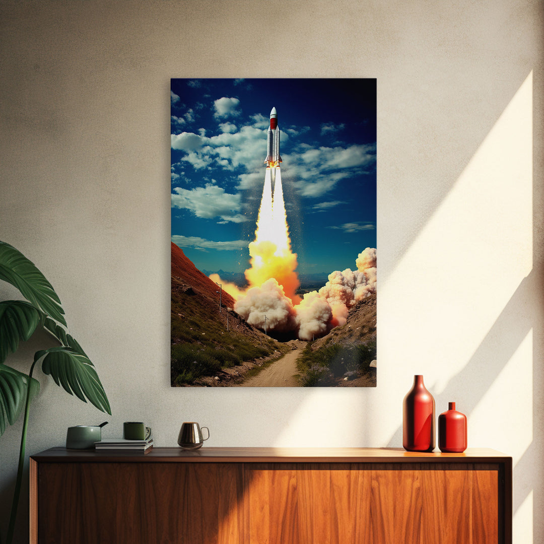 Space Rocket Wall Art, Space Art, Science Art Print, Spaceship Art, Canvas Print, Wall Art, Vertical Art, Unique Gift, Nerdy Home Decor